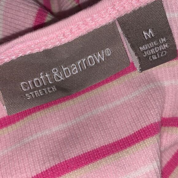 Vintage Pink Striped Stretch Ribbed Baby Tee Size Medium - Picture 11 of 12